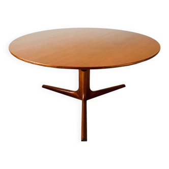 Table basse design danois ronde en teck Bernhard Perdersen années 1950 années 60 Midcentury