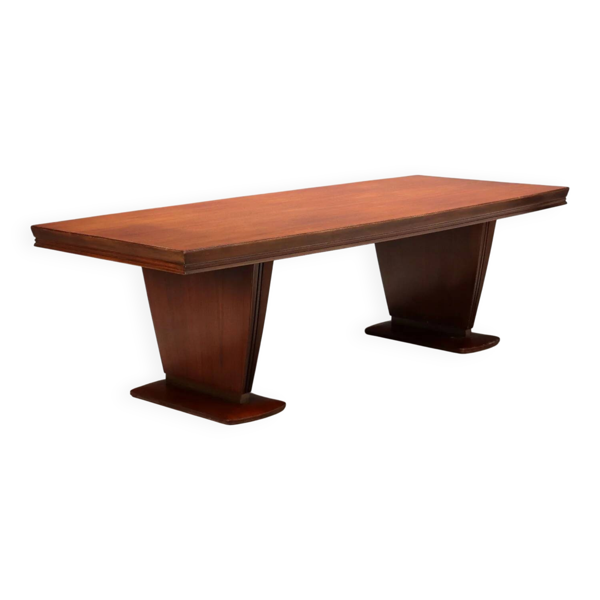 Large vintage wooden and brass table, design, Italy, 1940s-1950s