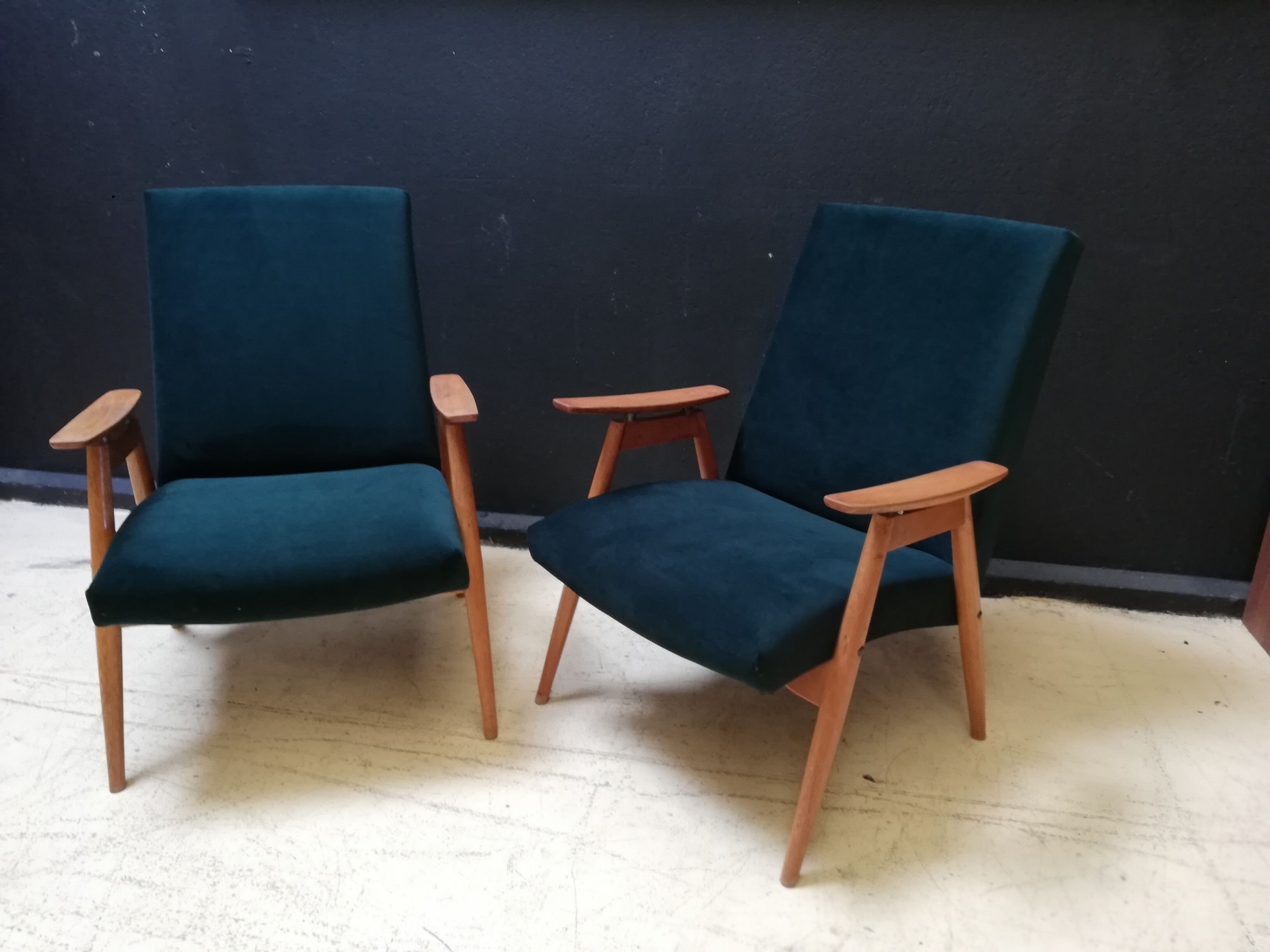Pair of vintage Czech armchairs (Jiroutek), art deco style, 1960