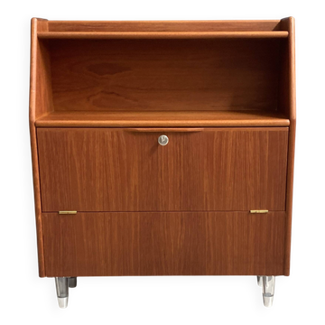 Teak tall sideboard on lucite legs 1960s