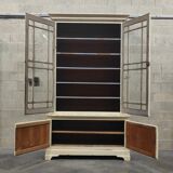 Old school library, white patinated two-body dresser, year 1888