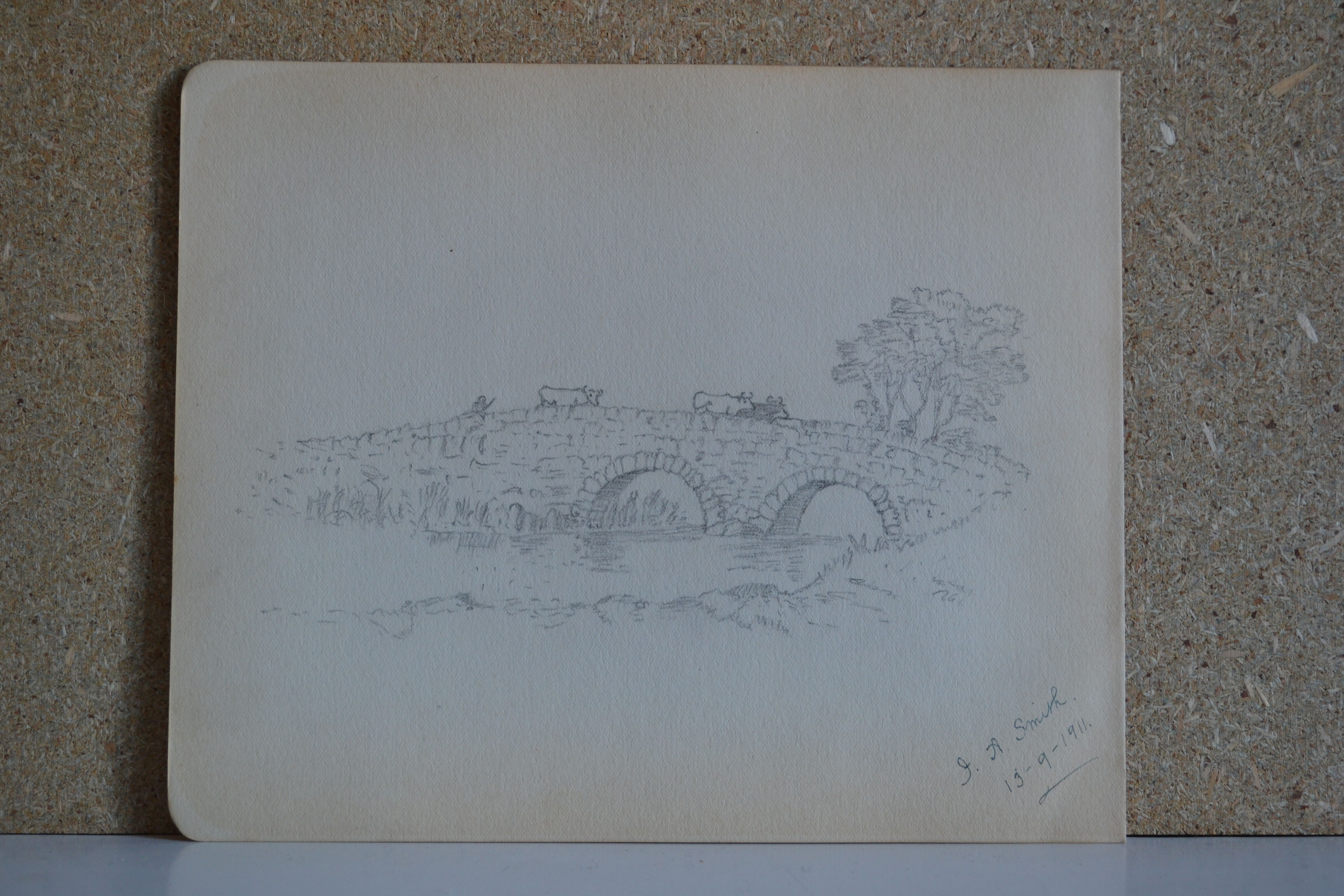 Pencil drawing english countryside circa 1910