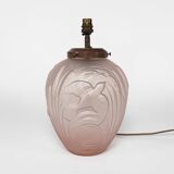 Lampe de table Art déco britannique Jobling des années 1930 en verre rose mat
