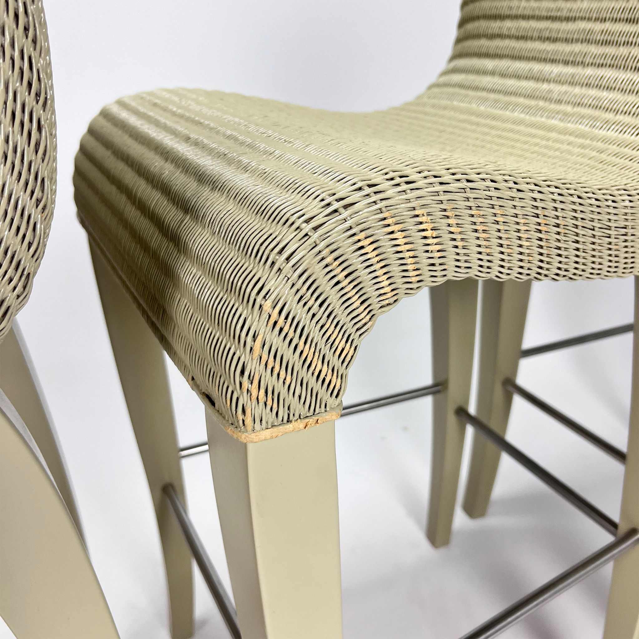 Set de 4 tabourets de bar, Vincent Sheppard, Lloyd Loom, années 2000