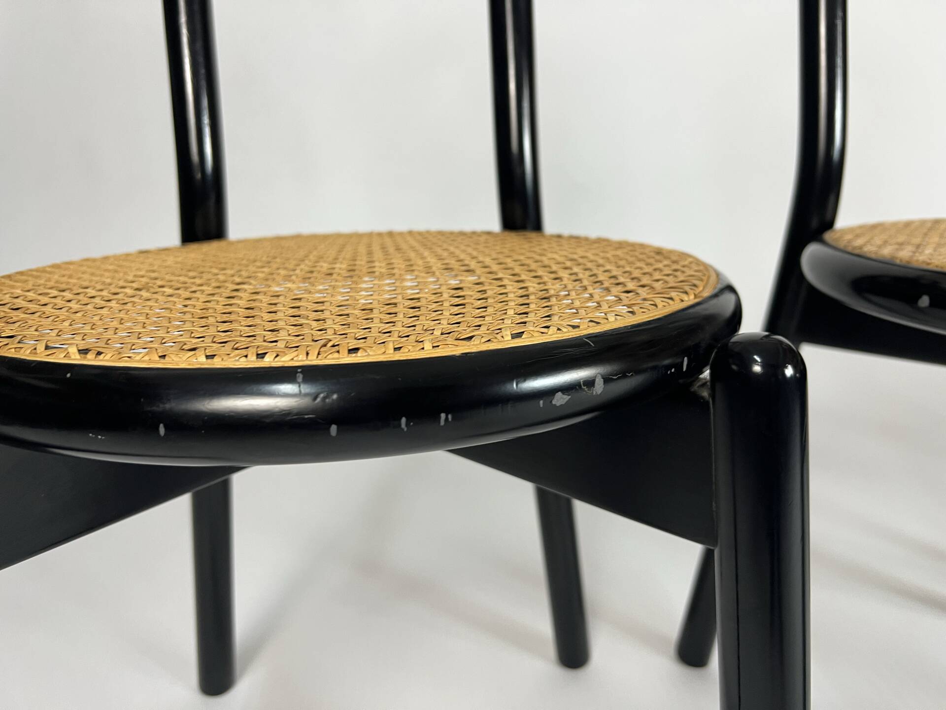 Set of four vintage chairs Viennese cane 80s Memphis by Antonio Sibau