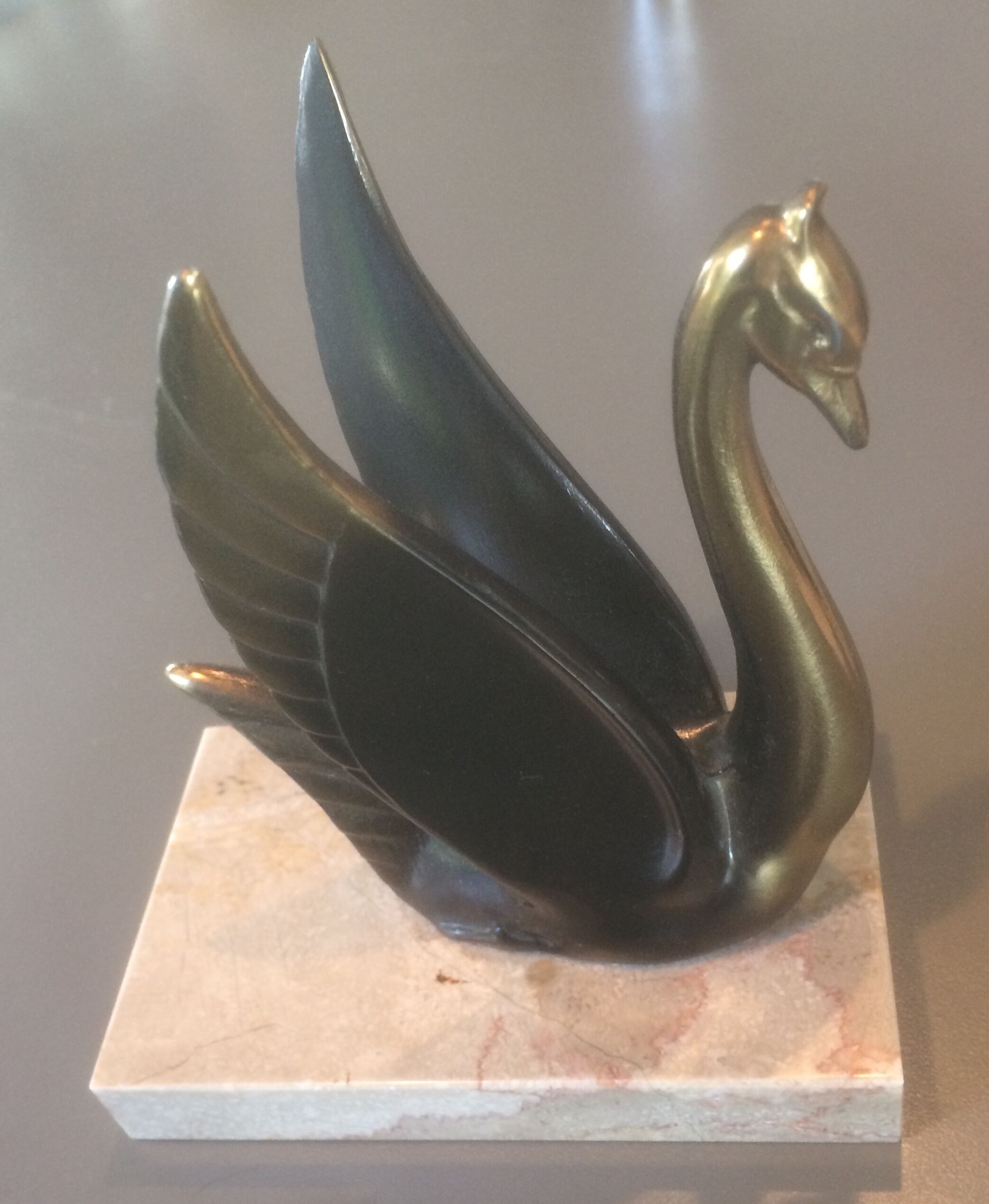 Pair of brass swans bookends