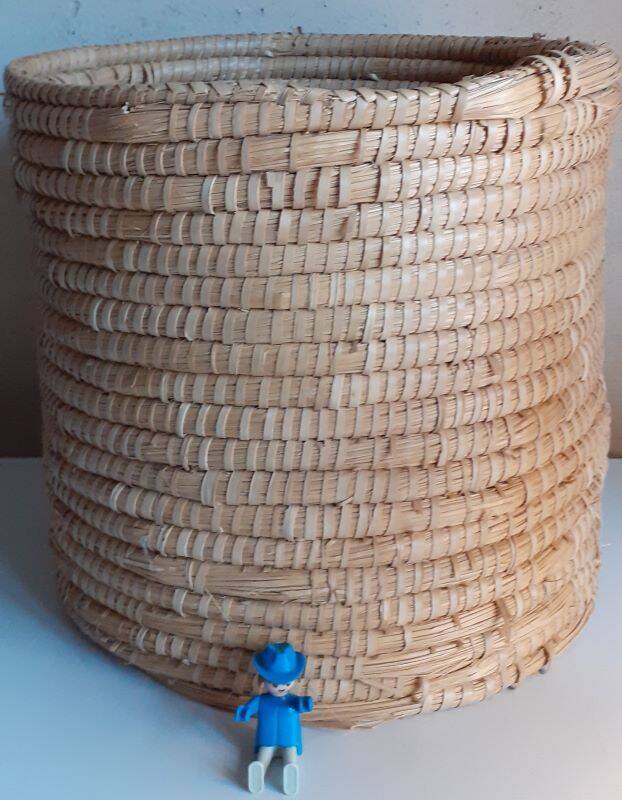 Panière corbeille ronde vintage en paille
