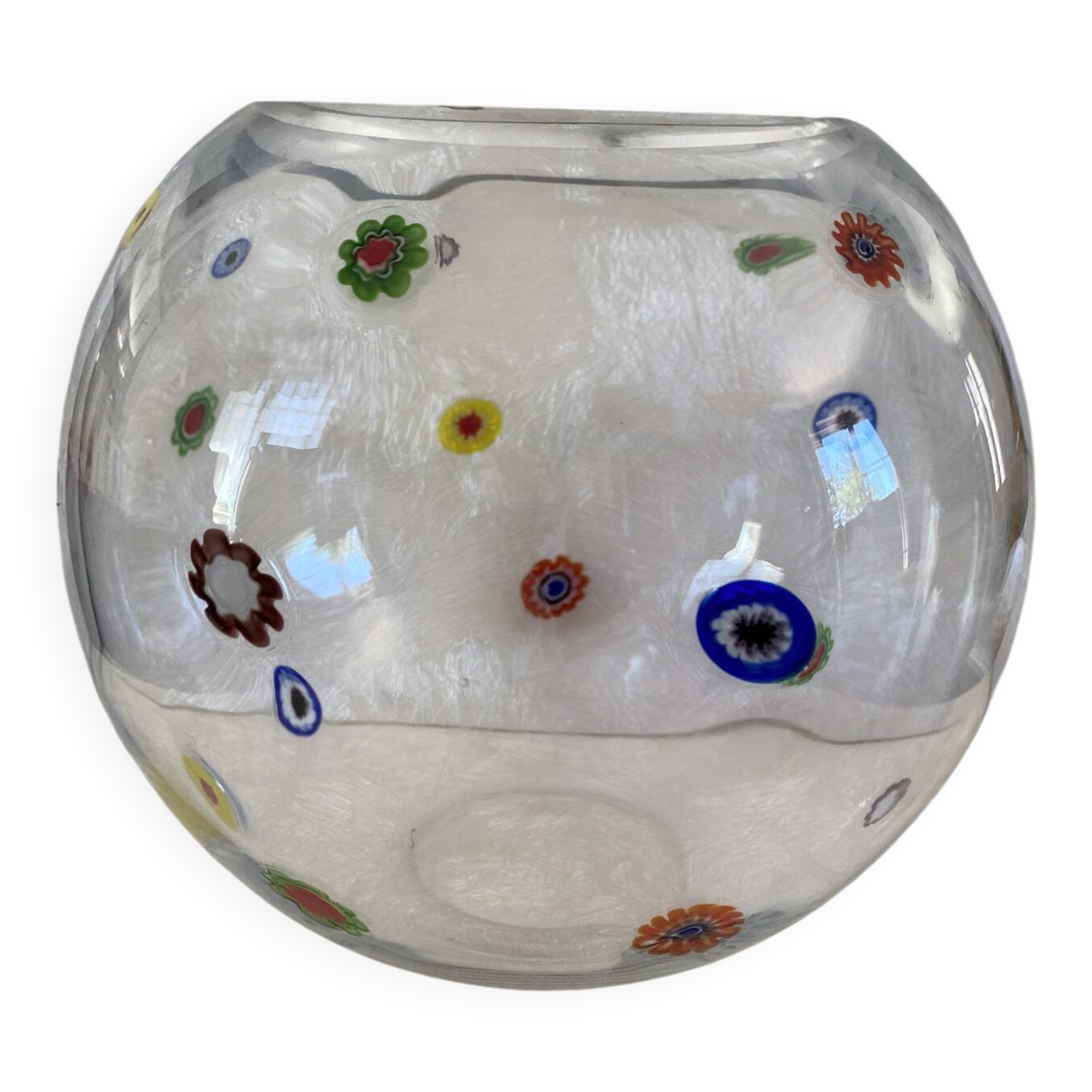 Art glass round vase, Millefiori technique (Murano style)