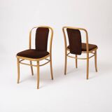 Suite de 2 chaises en bois courbé et velours marron par TON