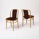 Suite de 2 chaises en bois courbé et velours marron par TON