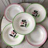 Lot of 5 hollow plates digoin sarreguemines model "rustic" and "casino" 50s
