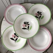 Lot of 5 hollow plates digoin sarreguemines model "rustic" and "casino" 50s
