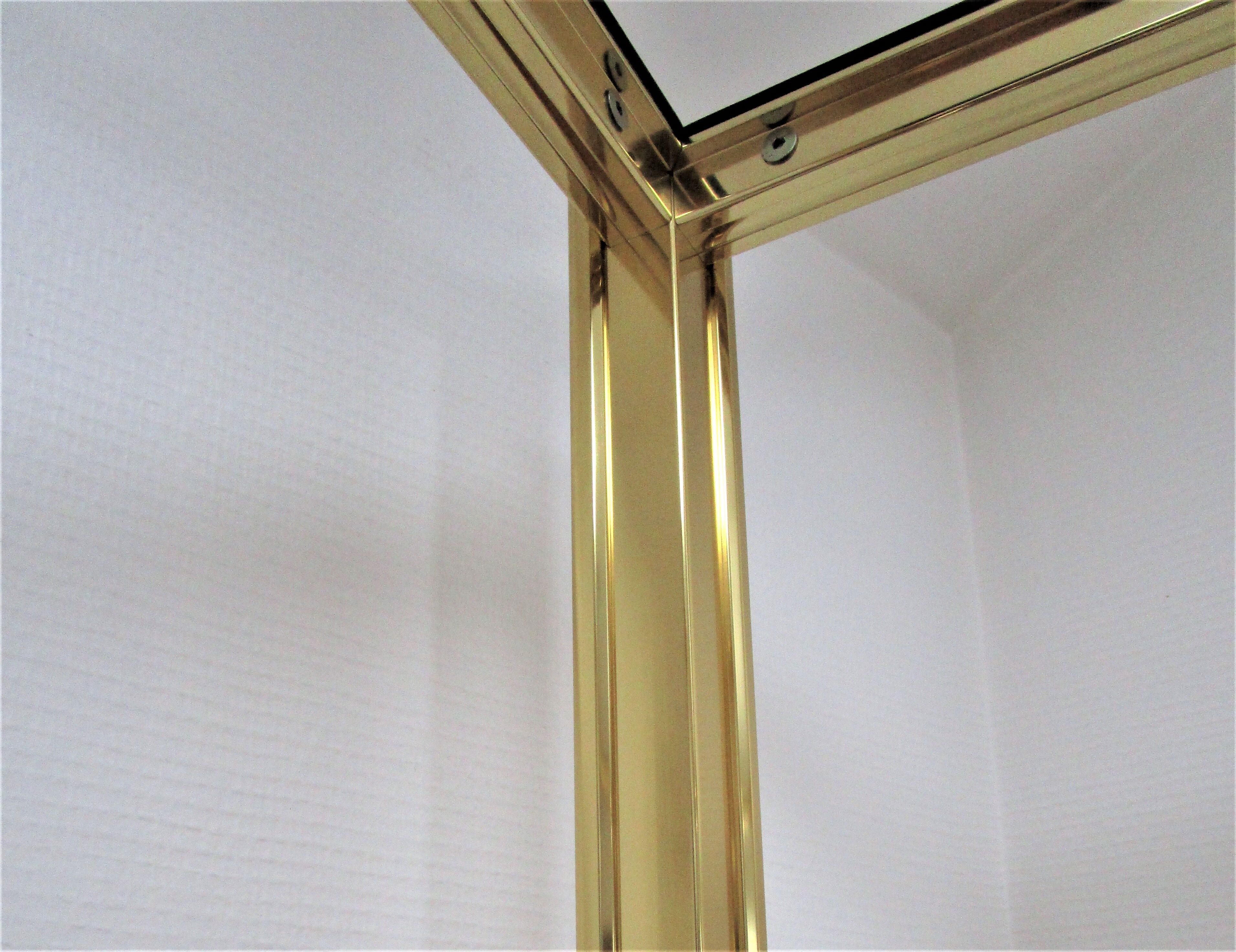 Italian design shelf chrome gilded metal and mirror glasses 70s