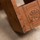 Pair of oriental stools in openwork carved wood