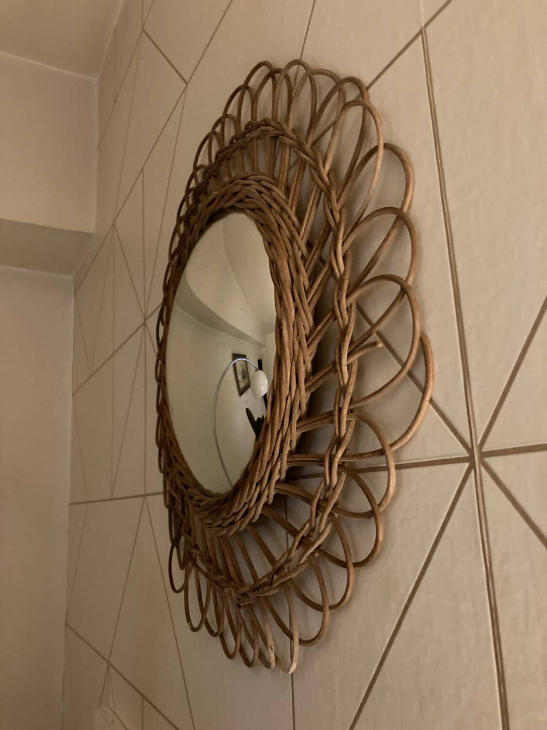 Vintage Rattan Witch Mirror