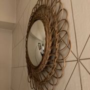Miroir de sorcière en rotin vintage