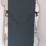 Art Deco style mirror in metal and orange resin, 1970s