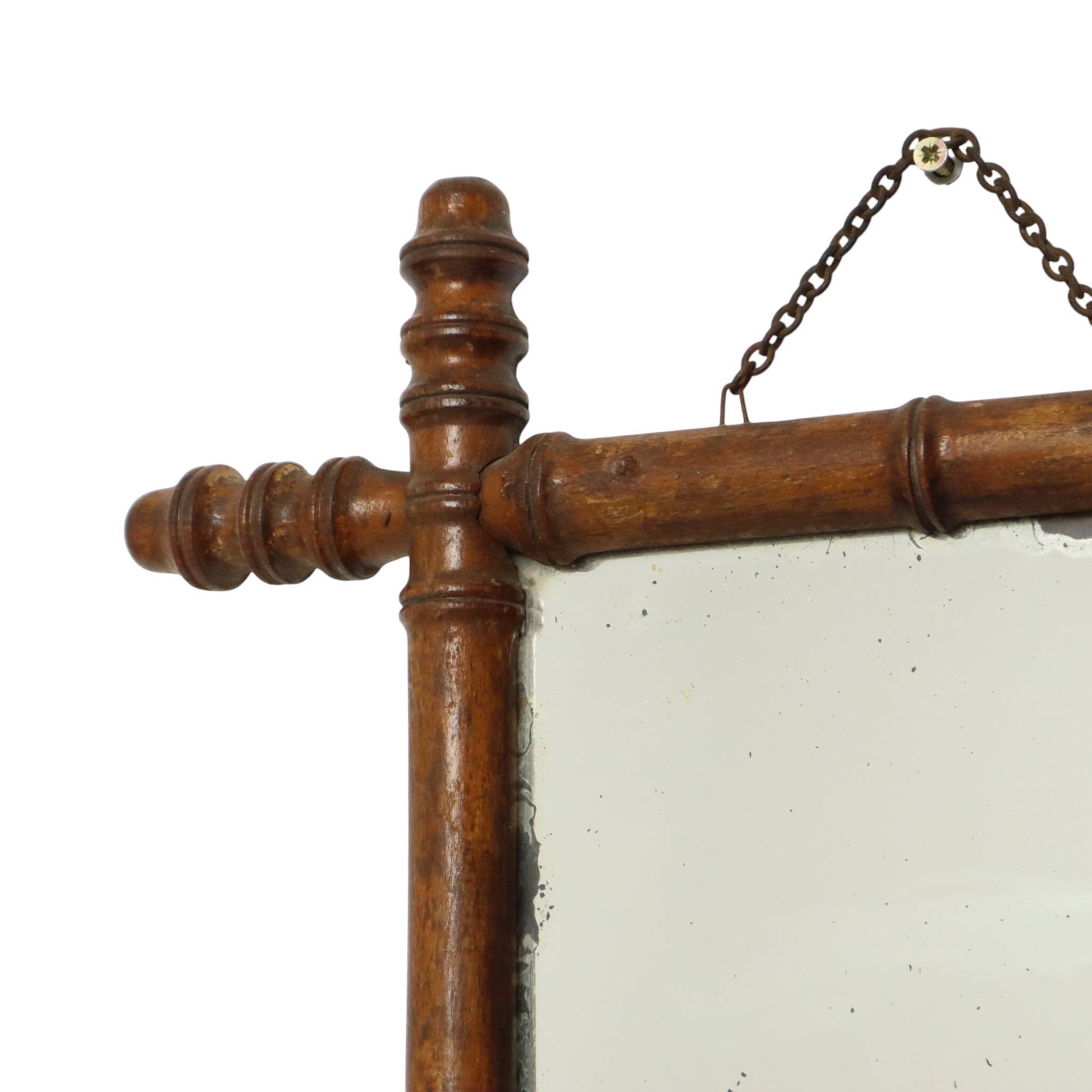 Antique Wooden Faux Bamboo Chinoiserie Mirror 44x39cm