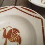 Set of 5 hollow plates signed Badonviller Collection Paradise bird décor