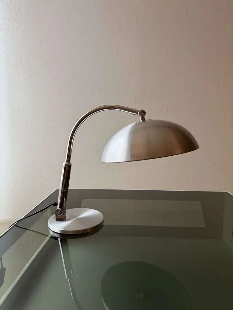 Hala desk lamp model 144 Busquet silver grey 1950s