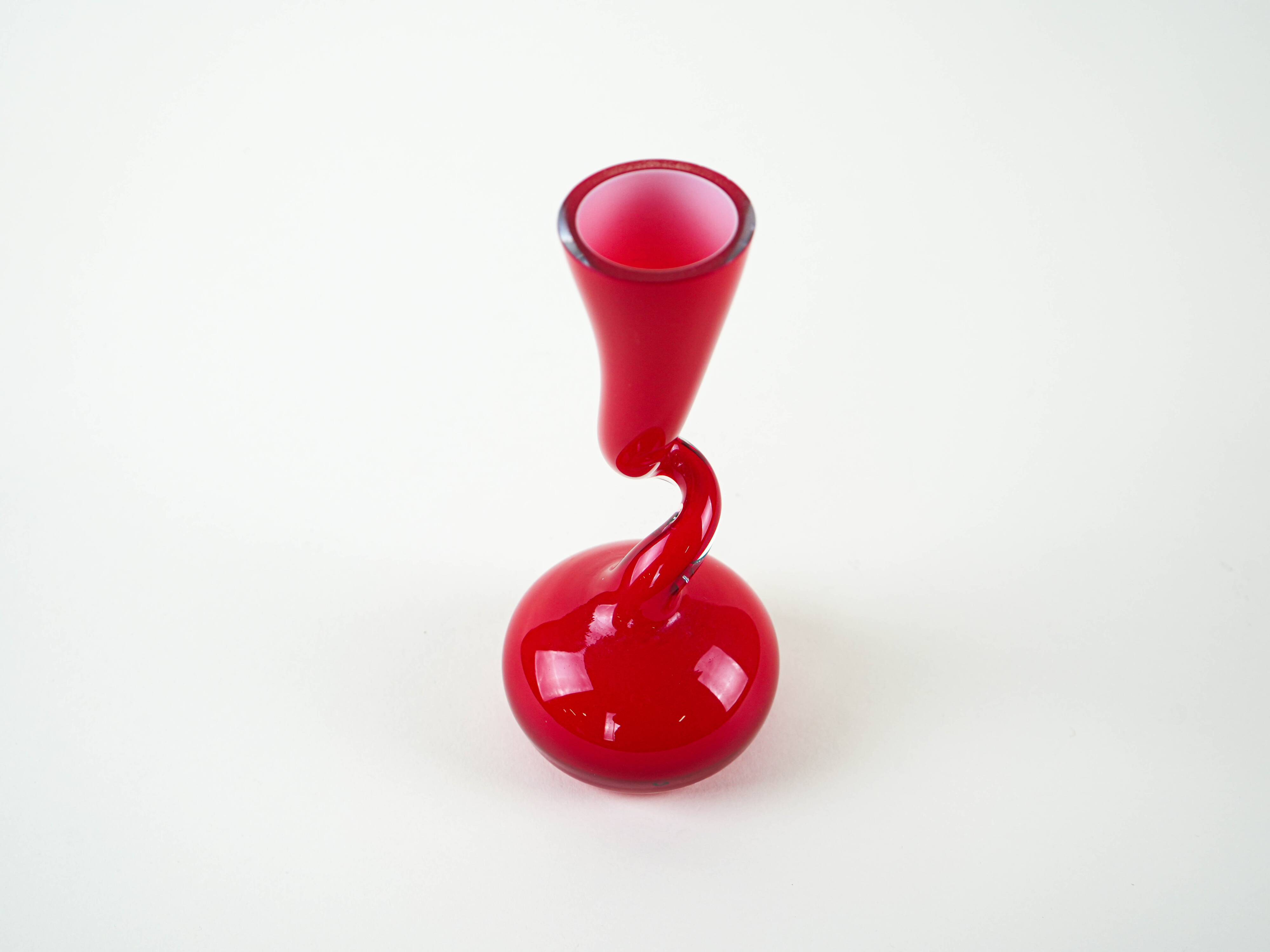 Red vase, Swing Vase, Danish design, manufactured by Normann Copenhagen