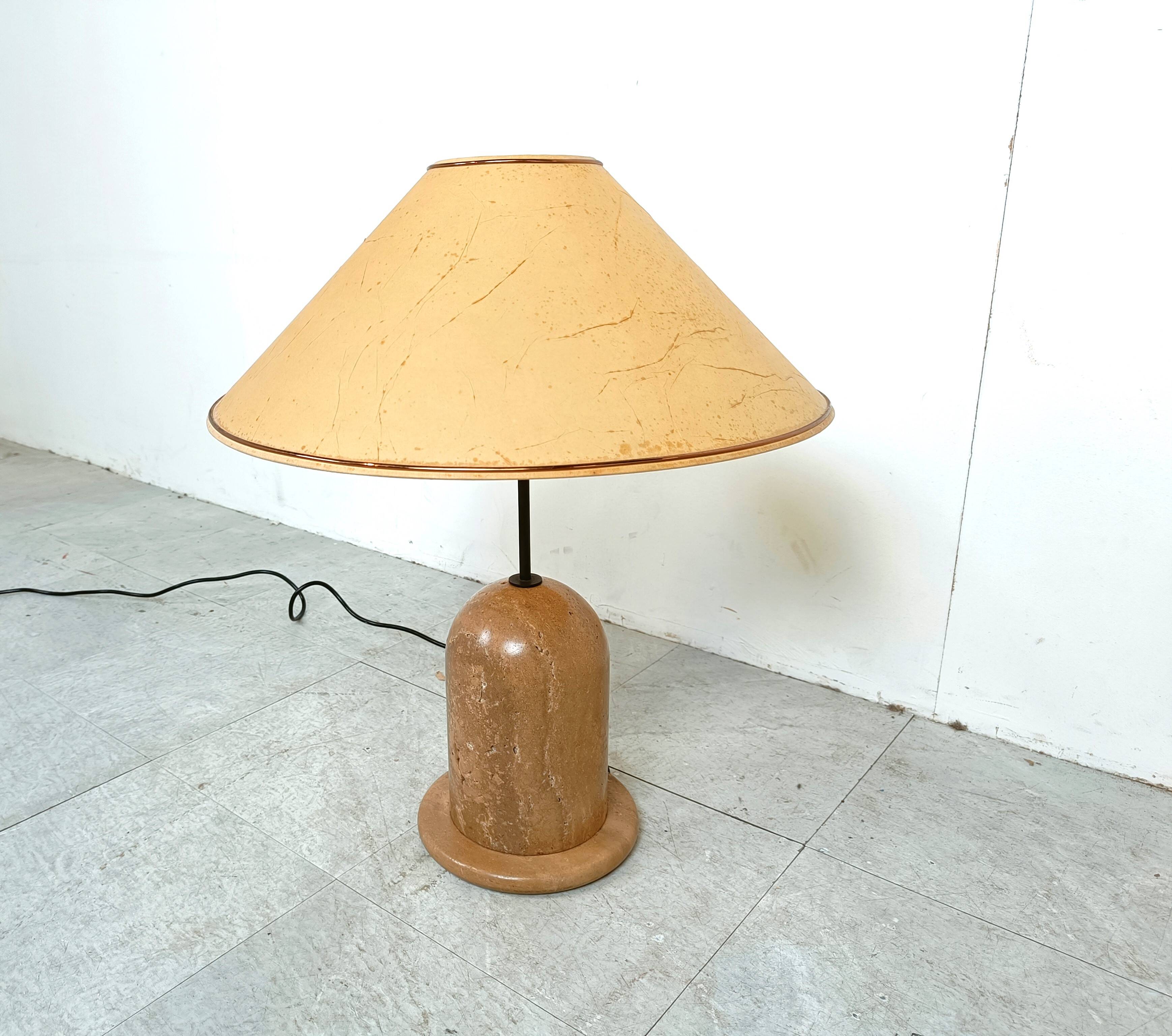 Vintage travertine table lamp, 1970s