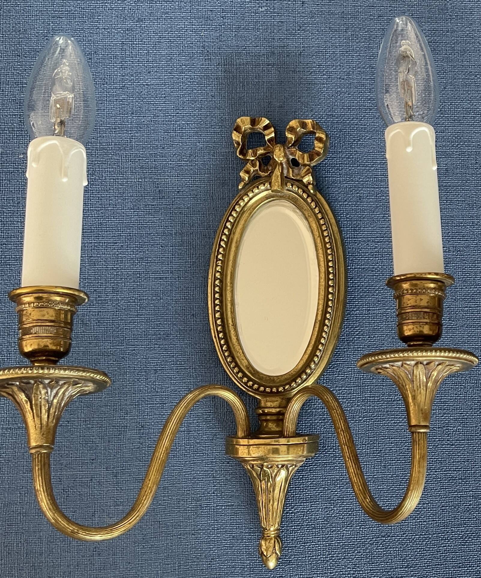 Pair of mirror wall lights in bronze - Maison Lucien Gau, Paris