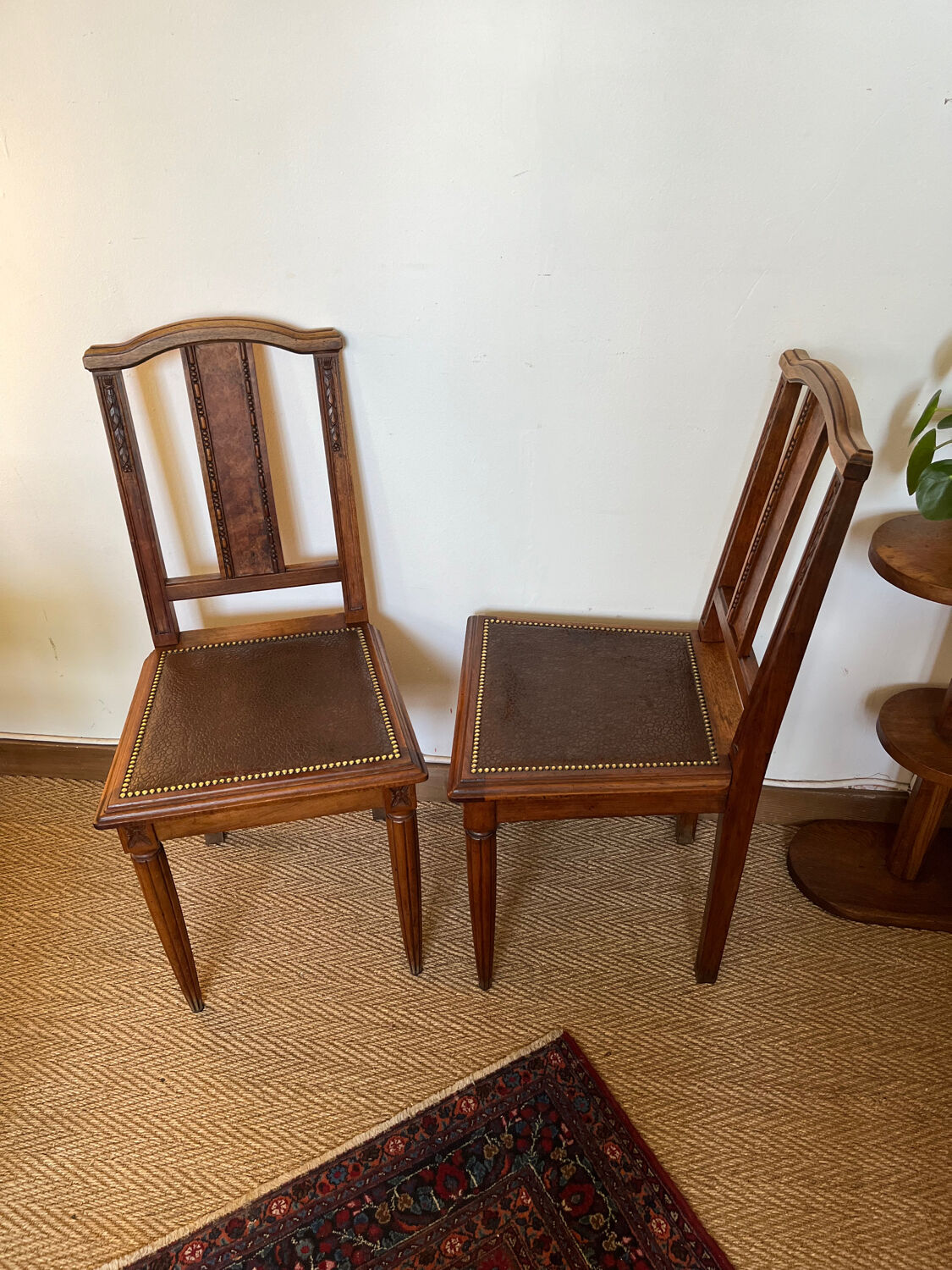 Pair of art deco style wooden chairs