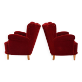 Pair of Swedish 1940s shell-back armchairs