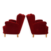 Paire de fauteuils à dossier en coquille suédois des années 1940