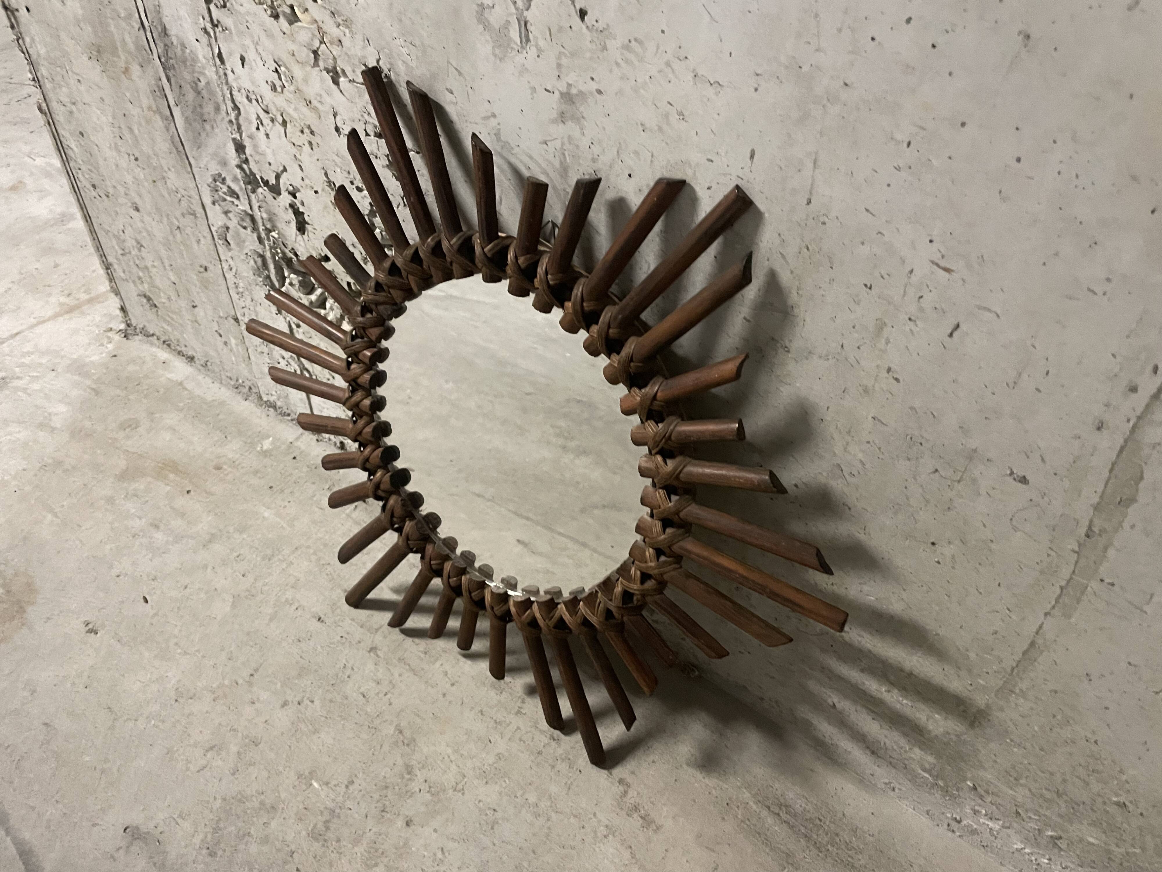 Rattan sun mirror