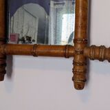 Antique bamboo mirror with pitted glass 40x34 cm