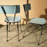 Pair of blue formica chairs