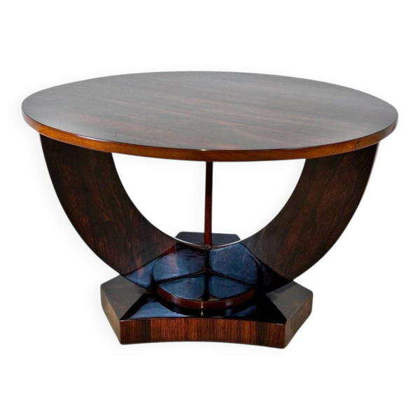 Table d'appoint ronde Art Déco en placage de palissandre, France, années 1930
