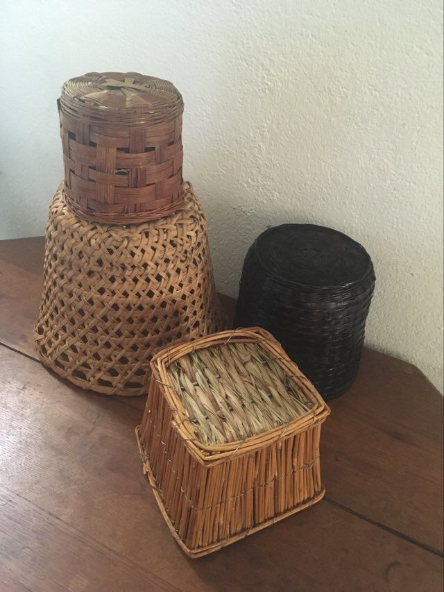 Matching wicker jars