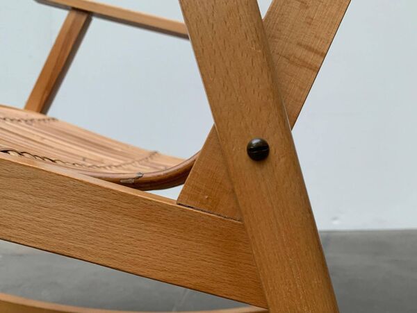 Chaise à bascule en rotin allemande du milieu du siècle des Deutschen Werkstätten Hellerau, années 1960
