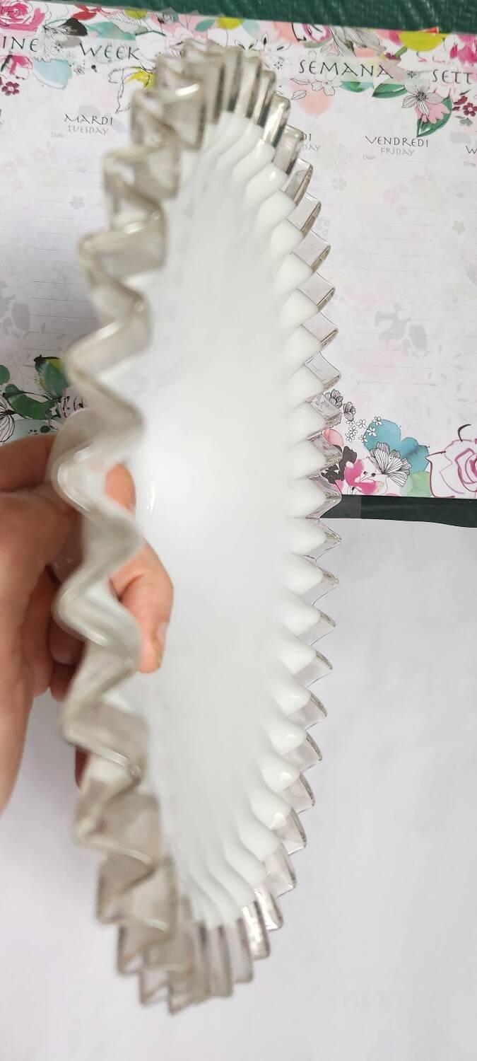 Vintage lace-edged opaline lampshade