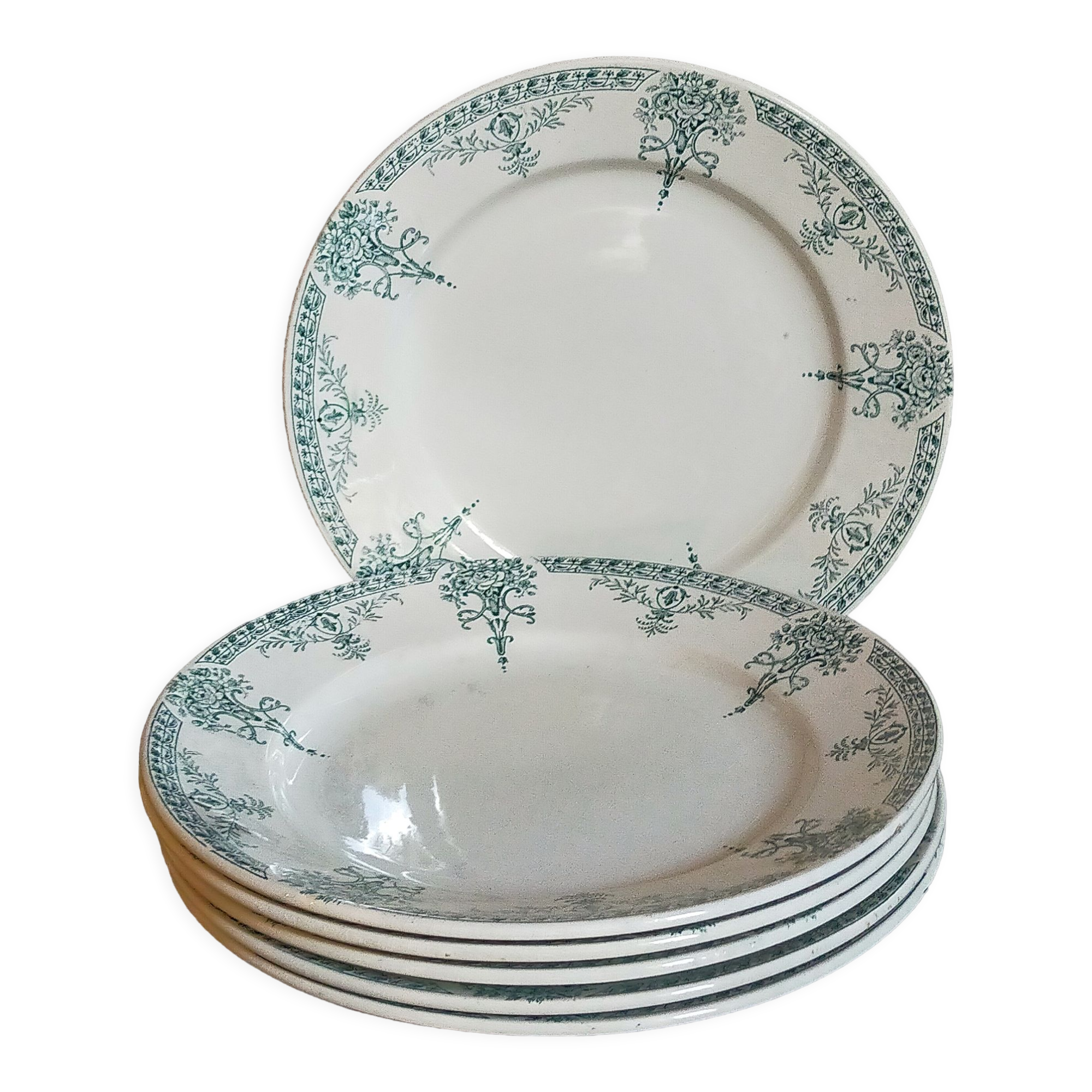 Six old plates iron earth of lunéville model lugano late nineteenth