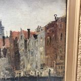 Oil on canvas "View of the city on the canal" by Franck BOGGS 19th century