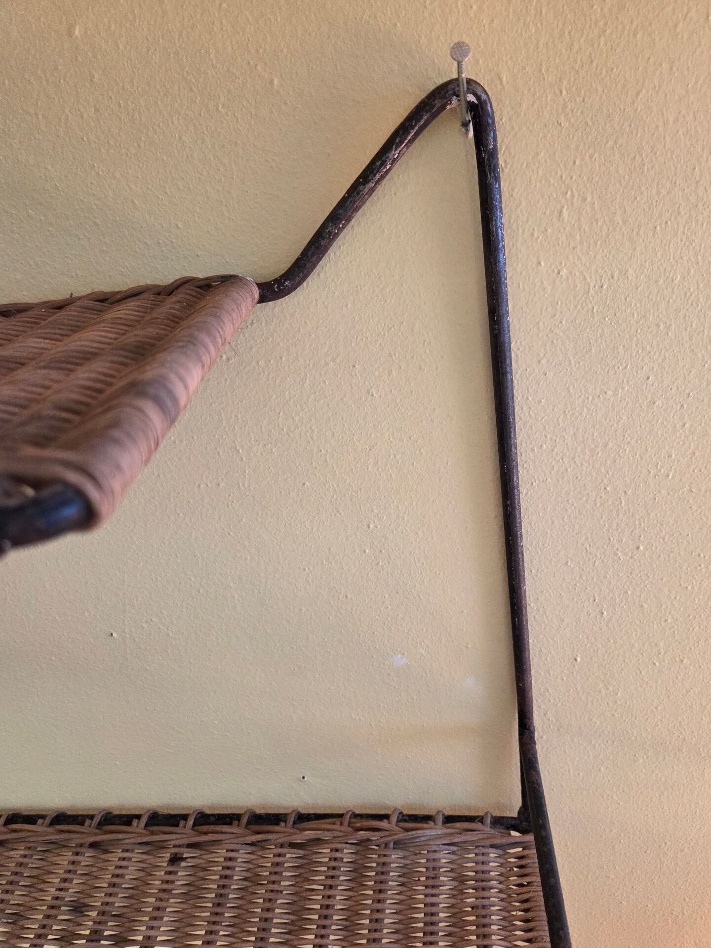 Wall shelf, metal and rattan