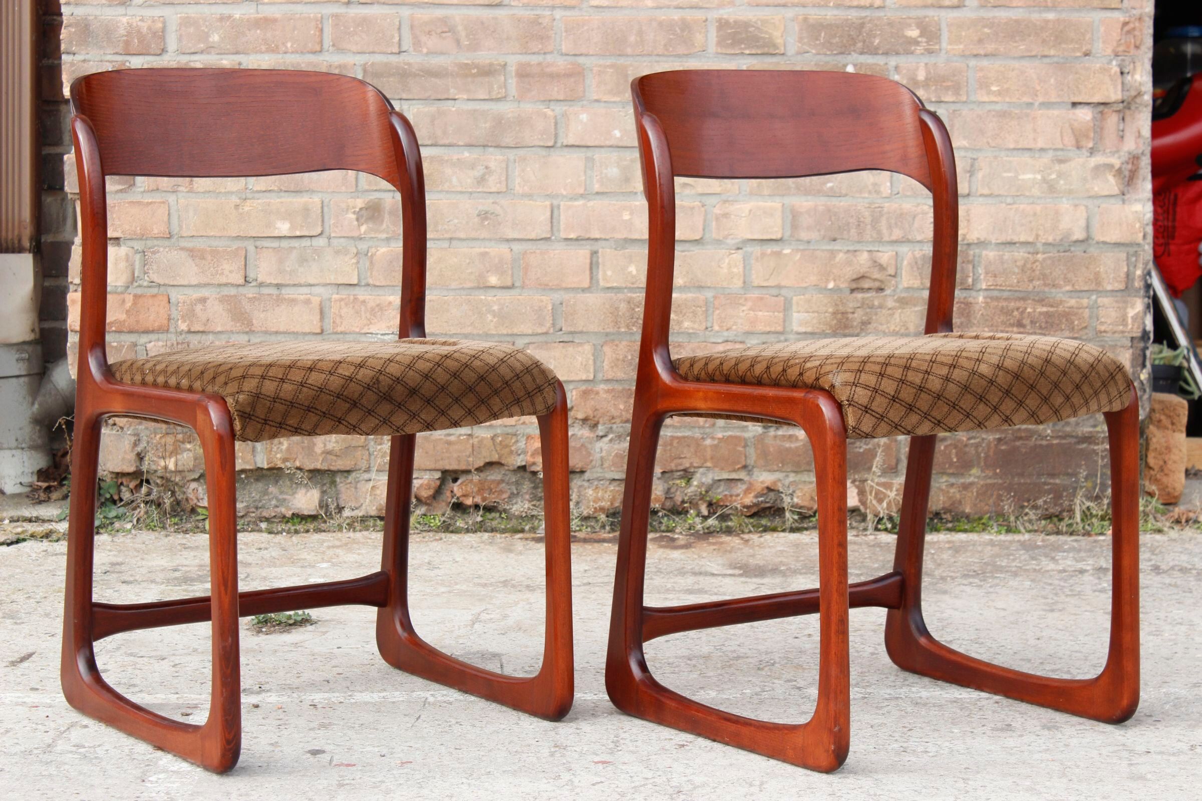 Pair of sleigh chairs by baumann, france circa 1960