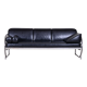 Fully Restored Bauhaus Black Leather Tubular Chrome Sofa by Robert Slezák, 1930s