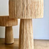 Minimalist raffia bedside table lamp