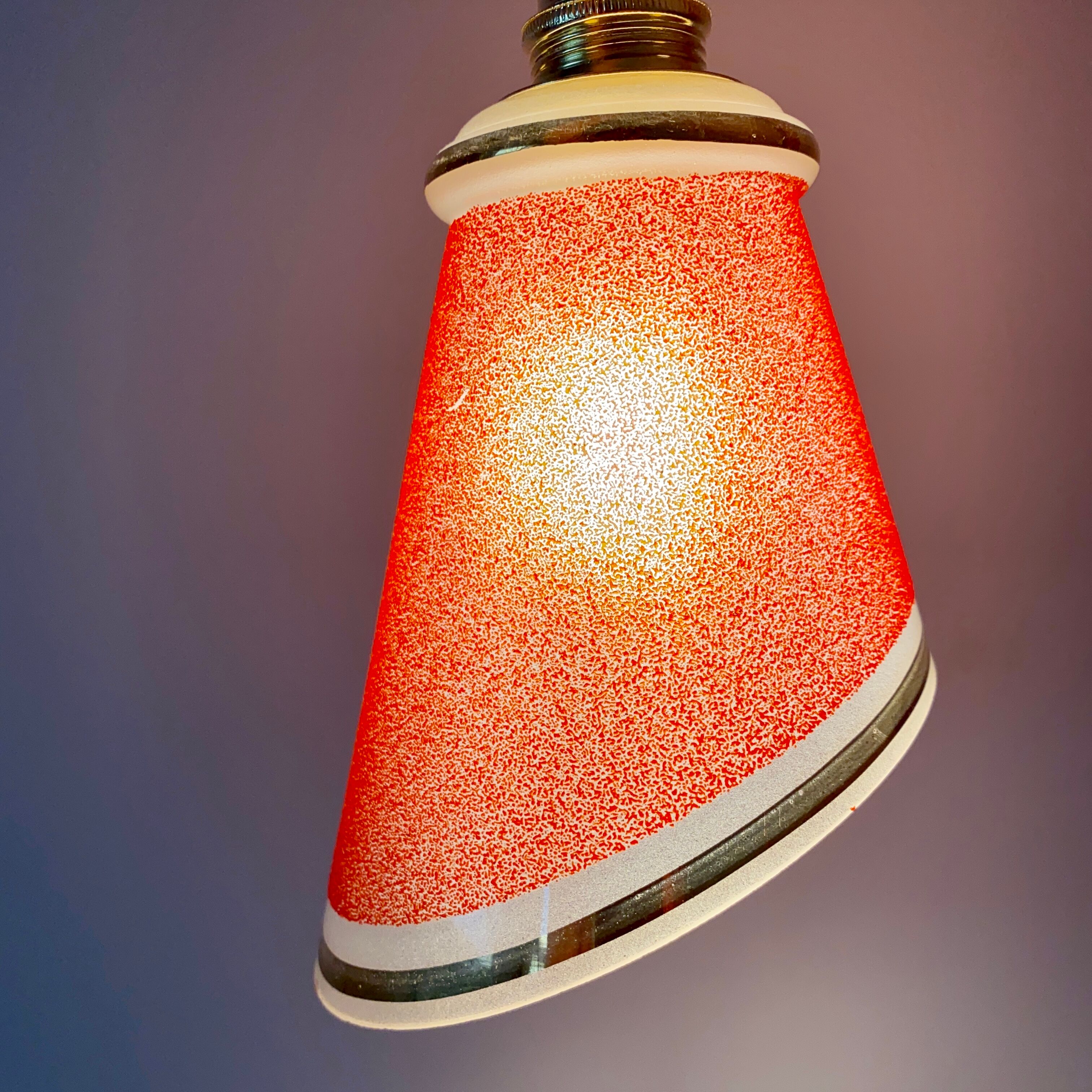 Vintage tulip walker in red sandblasted glass