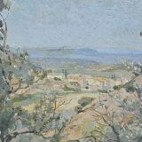 Armand Brugnaud - Oil on Panel Rousset Seen from the Lavender Fields