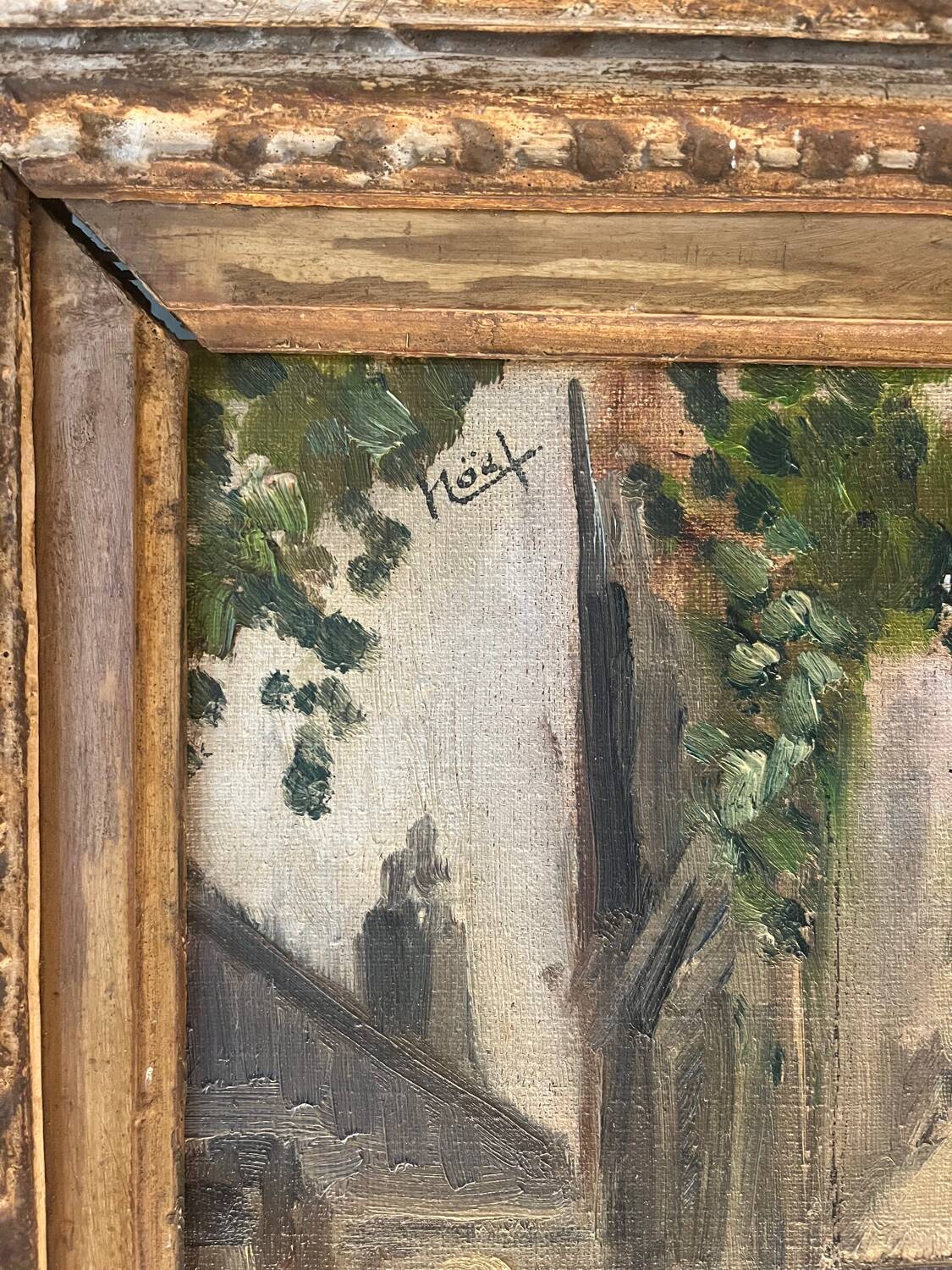 Le Mommaton, oil on canvas, urban landscape in a Montparnasse setting