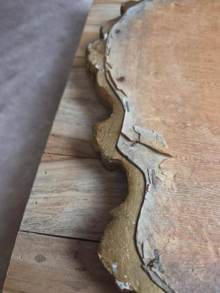 Antique gilded stucco mirror – Louis XV rococo style – 42 cm