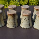 8 stoneware cups/mugs by Gustave Tiffoche