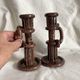 Pair of column candle holders in handmade ceramic