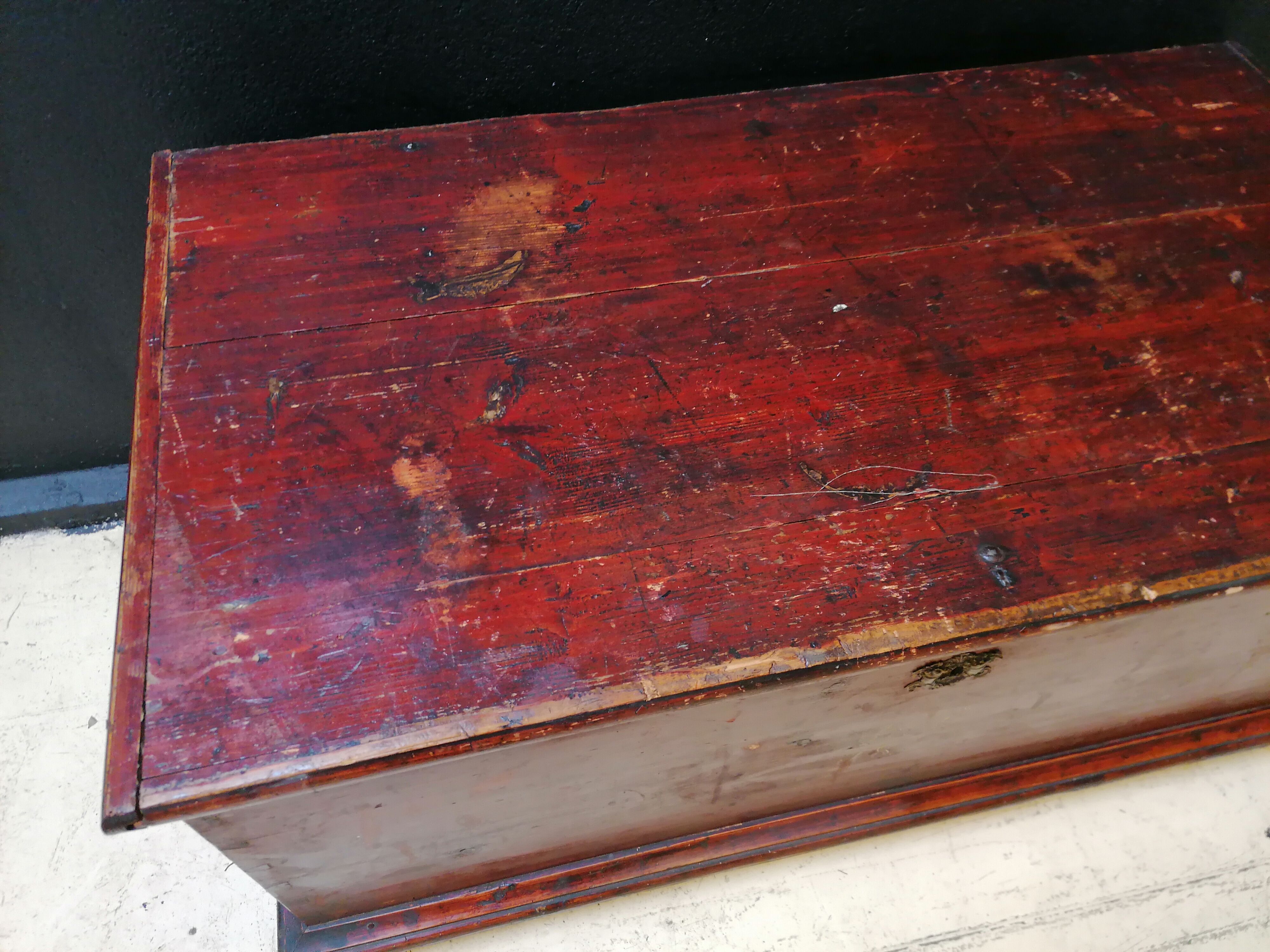 Large vintage chest old wooden trunk